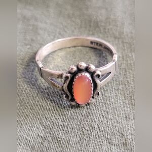 Sterling Silver Wheeler Manufacturing Orange Cabochon .925 Ring, Size 6.25